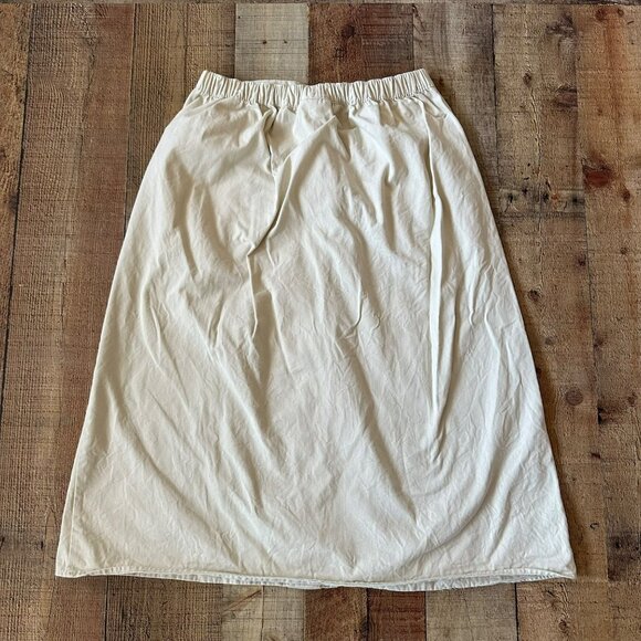 REBECCA MALONE Cream Midi Skirt Sz S Western Prairie Boho Scalloped Buttons - Picture 5 of 5